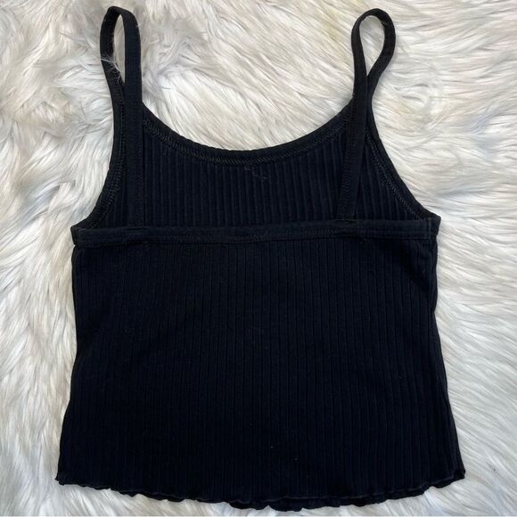 Old Navy Cropped Ribbed  Lattice Trim Tank Top Black Jack Size Small - Picture 3 of 3